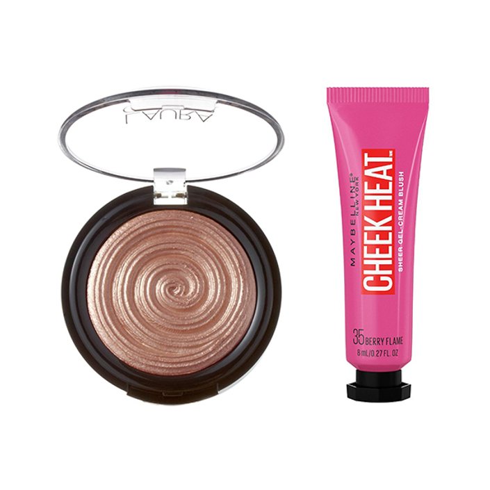 Laura Geller Baked Gelato Swirl Illuminator and Maybelline New York Cheek Heat