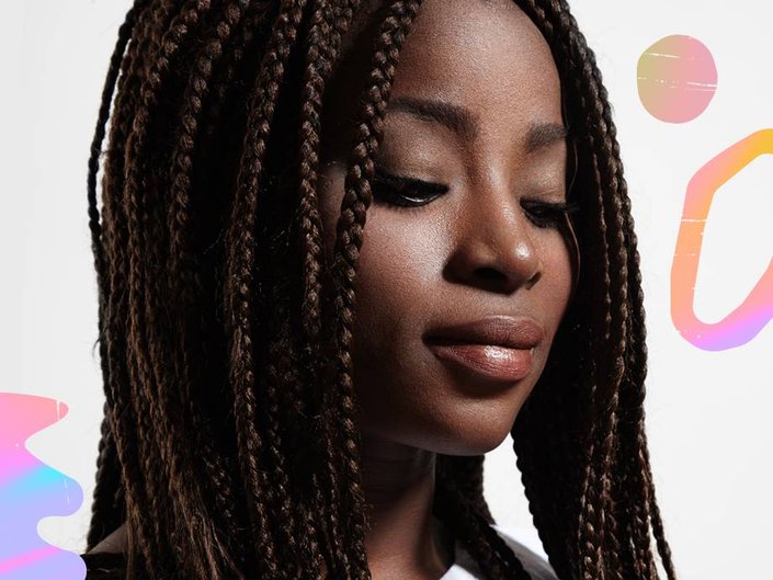 person wearing box braids
