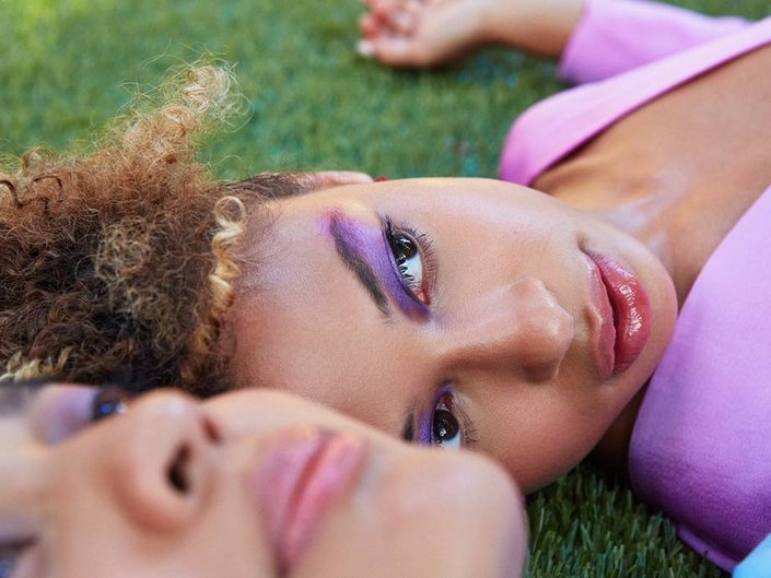 person wearing purple eyeshadow
