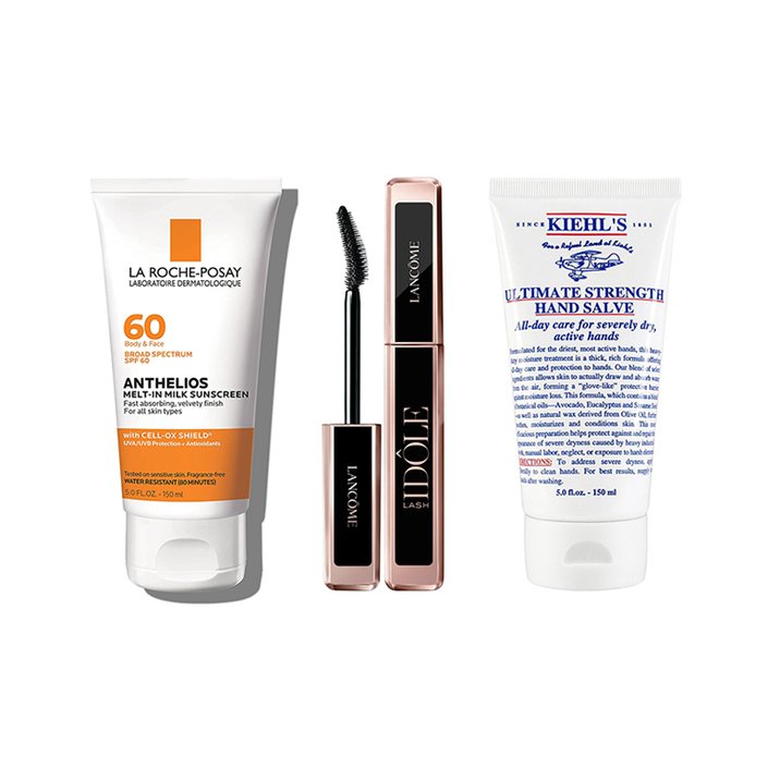La Roche-Posay Melt-In Sunscreen Milk SPF 50, Lancome Lash Idôle Mascara, Kiehl’s Ultra Strength Hand Cream