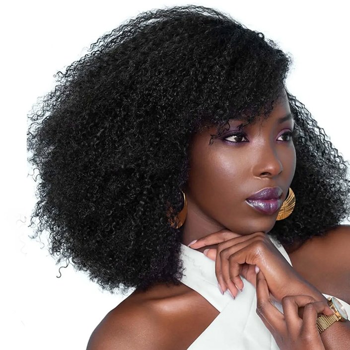 Person wearing a True and Pure Texture wig