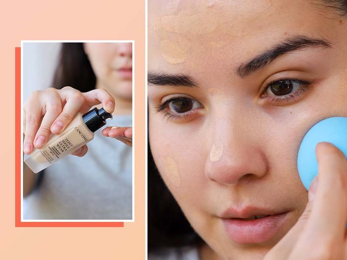 Melissa applying Lancôme Teint Idole Ultra Wear 24H Long Wear Foundation with a sponge