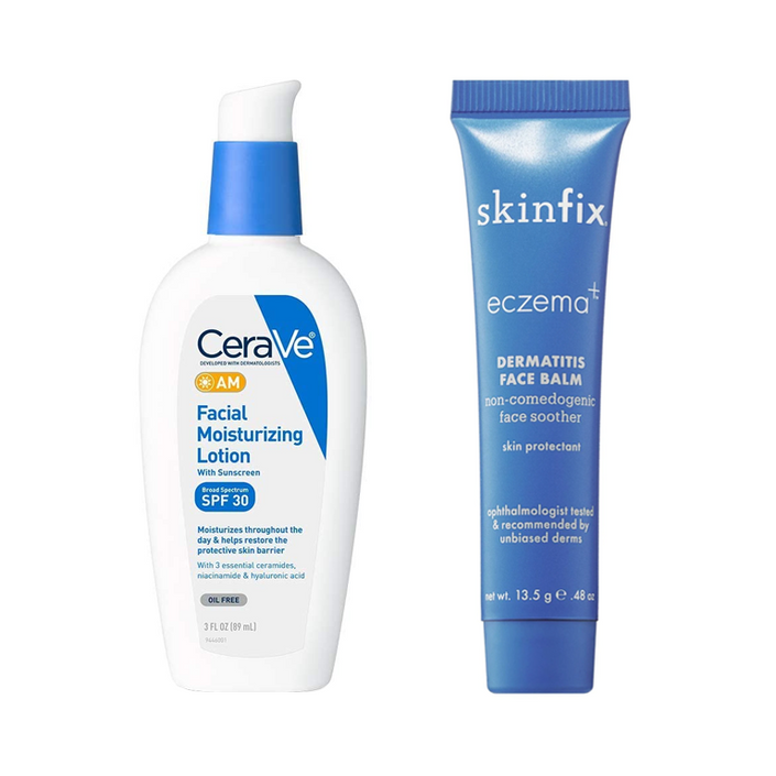 CeraVe AM Facial Moisturizing Lotion, skinfix Eczema + Dermatitis Face Balm